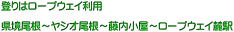登りはロープウェイ利用  県境尾根～ヤシオ尾根～藤内小屋～ロープウェイ麓駅